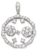 ESTATE 1.08CT DIAMOND 14KT WHITE GOLD 3D FLOWER CIRCLE OF LIFE FLOATING PENDANT