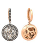 2.72CT WHITE & MOCHA DIAMOND 18KT ROSE GOLD 3D CLUSTER CIRCULAR HANGING EARRINGS