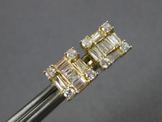 .67CT DIAMOND 14KT YELLOW GOLD 3D CLASSIC ROUND & BAGUETTE SQUARE STUD EARRINGS