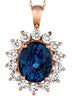 9.40CT DIAMOND & AAA SAPPHIRE 14K ROSE GOLD OVAL & ROUND FLOWER FLOATING PENDANT