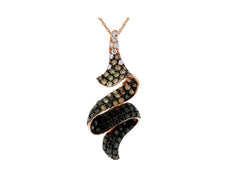 1.03CT MULTI COLOR DIAMOND 14K BLACK & ROSE GOLD CRISS CROSS DOUBLE WAVE PENDANT