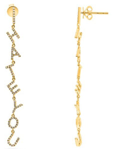 ESTATE .32CT DIAMOND 14KT YELLOW GOLD 3D I HATE YOU FUN HANGING EARRINGS