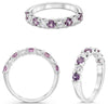 1.13CT DIAMOND & AAA PINK SAPPHIRE 14KT WHITE GOLD 3D ROUND 9 STONE WEDDING RING