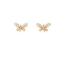 ESTATE .56CT DIAMOND 18KT YELLOW GOLD 3D CLASSIC BUTTERFLY LOVE STUD EARRINGS
