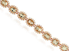 5.70CT DIAMOND & AAA MORGANITE 14KT YELLOW GOLD 3D OVAL & ROUND TENNIS BRACELET