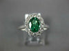 1.22CT DIAMOND & AAA EMERALD 18K WHITE GOLD 3D OVAL & ROUND HALO ENGAGEMENT RING