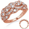 WIDE 1.0CT DIAMOND 14K ROSE GOLD MULTI ROW FLOWER MARQUISE SHAPE BEZEL PAVE RING
