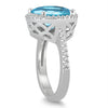 LARGE 8.3CT DIAMOND & AAA BLUE TOPAZ 14KT WHITE GOLD ROUND & OVAL HALO FUN RING