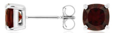 ESTATE 2.50CT AAA GARNET 14KT WHITE GOLD CUSHION 4 PRONG CLASSIC STUD EARRINGS