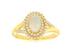 .75CT DIAMOND & AAA OPAL 14KT YELLOW GOLD 3D OVAL & ROUND DOUBLE HALO FUN RING