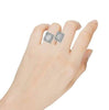 LARGE 2.96CT DIAMOND 18KT WHITE GOLD 3D ROUND & BAGUETTE DOUBLE SQUARE LOVE RING
