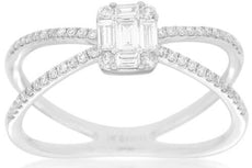 .37CT DIAMOND 14KT WHITE GOLD ROUND & BAGUETTE CLUSTER SQUARE INFINITY LOVE RING