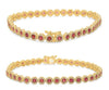 3.78CT DIAMOND & AAA RUBY 14KT YELLOW GOLD MULTI FLORAL ETERNITY TENNIS BRACELET