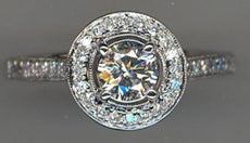 .54CT DIAMOND 18KT WHITE GOLD 3D CLASSIC SOLITAIRE HALO FILIGREE ENGAGEMENT RING