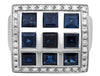 LARGE 3.2CT DIAMOND & AAA SAPPHIRE 18KT WHITE GOLD PRINCESS & ROUND CHECKER RING
