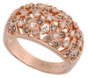 ESTATE .87CT WHITE & MOCHA DIAMOND 18KT ROSE GOLD CLASSIC MULTI FLOWER FUN RING