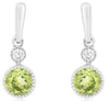 .28CT DIAMOND & AAA PERIDOT 14KT WHITE GOLD FILIGREE BEZEL FUN HANGING EARRINGS