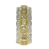 LARGE 7.55CT WHITE & FANCY YELLOW DIAMOND 18K 2 TONE GOLD 3 ROW ANNIVERSARY RING