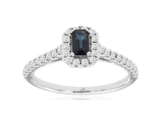 .67CT DIAMOND & AAA SAPPHIRE 14KT WHITE GOLD EMERALD CUT & ROUND FRIENDSHIP RING