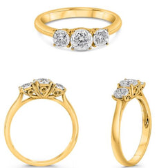 .28CT DIAMOND 14K YELLOW GOLD ROUND 3 STONE GRADUATING FILIGREE ANNIVERSARY RING