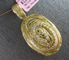 ESTATE LARGE .45CT DIAMOND 18KT YELLOW GOLD 3D OVAL HANDCRAFTED FLOATING PENDANT