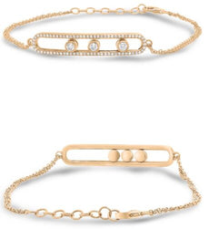 .36CT DIAMOND 14KT ROSE GOLD 3D ROUND PAST PRESENT FUTURE FLOATABLE FUN BRACELET