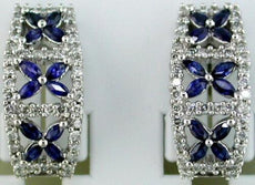1.50CT DIAMOND & AAA SAPPHIRE 14KT WHITE GOLD MARQUISE CLIP ON HANGING EARRINGS