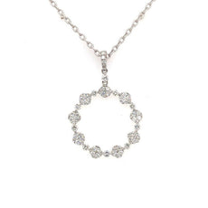 1.08CT DIAMOND 18KT WHITE GOLD 3D MULTI FLOWER CIRCLE OF LIFE FLOATING PENDANT