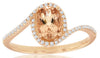 .82CT DIAMOND & AAA MORGANITE 14KT ROSE GOLD OVAL & ROUND CRISS CROSS LOVE RING