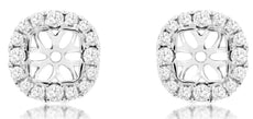 .43CT DIAMOND 14KT WHITE GOLD 3D ROUND CLASSIC SQUARE SETTING EARRING JACKETS