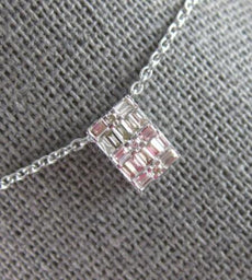 .23CT DIAMOND 14KT WHITE GOLD 3D BAGUETTE CLUSTER RECTANGULAR FLOATING PENDANT