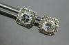ESTATE .50CT DIAMOND 14K WHITE GOLD 3D CLASSIC ROUND SQUARE HALO STUD EARRINGS
