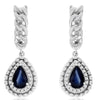 1.19CT DIAMOND & AAA SAPPHIRE 14KT WHITE GOLD PEAR SHAPE & ROUND HALO EARRINGS