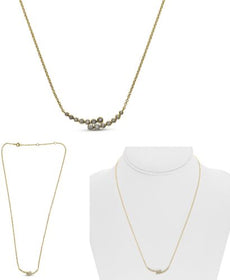 .20CT DIAMOND 14KT YELLOW GOLD 3D ROUND GRADUATING CRISS CROSS LOVE BAR NECKLACE