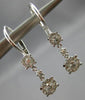 .63CT DIAMOND 14KT WHITE GOLD 3D CLUSTER FLOWER FUN LEVERBACK HANGING EARRINGS