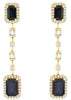 2.47CT DIAMOND & AAA SAPPHIRE 14KT YELLOW GOLD 3D BAGUETTE & ROUND FUN EARRINGS