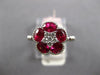 ESTATE 1.89CT DIAMOND & AAA RUBY 18KT WHITE GOLD FLOWER STAR FILIGREE LOVE RING
