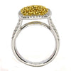 .99CT WHITE & FANCY YELLOW DIAMOND 18KT 2 TONE GOLD SQUARE HALO ANNIVERSARY RING