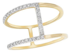 ESTATE .19CT DIAMOND 14KT YELLOW GOLD 3D CLASSIC ROUND BAR FUN LOVE RING