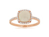 ESTATE 1.05CT DIAMOND & AAA OPAL 14KT ROSE GOLD CUSHION & ROUND HALO SQUARE RING