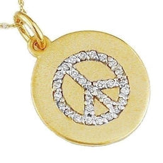 ESTATE .16CT ROUND DIAMOND 14KT YELLOW GOLD CLASSIC PEACE SIGN FLOATING PENDANT