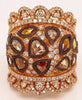 LARGE 3.6CT WHITE & MULTI COLOR DIAMOND 18KT ROSE GOLD ROSE CUT MULTI SHAPE RING