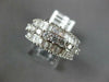 WIDE 1.66CT DIAMOND 18KT WHITE GOLD 3D ROUND & BAGUETTE 3 ROW ANNIVERSARY RING