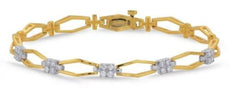 .38CT DIAMOND 14KT 2 TONE GOLD CLASSIC FLOWER SQUARE BY THE YARD TENNIS BRACELET