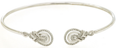 .34CT DIAMOND 14K WHITE GOLD DOUBLE TEAR DROP LOVE KNOT FLEXIBLE BANGLE BRACELET