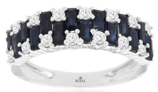 2.45CT DIAMOND & AAA SAPPHIRE 14KT WHITE GOLD ROUND & BAGUETTE ANNIVERSARY RING