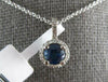.84CT DIAMOND & AAA SAPPHIRE 14KT WHITE GOLD CLASSIC ROUND HALO FLOATING PENDANT