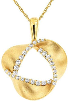 .20CT DIAMOND 14KT YELLOW GOLD 3D MATTE & SHINY TRIANGULAR FUN FLOATING PENDANT