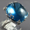 EXTRA LARGE 18.06CT DIAMOND & AAA BLUE TOPAZ 14K WHITE GOLD SQUARE CABOCHON RING
