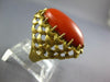 ANTIQUE LARGE AAA CORAL 18K YELLOW GOLD 3D CLASSIC OVAL LOVE KNOT FUN RING 26884